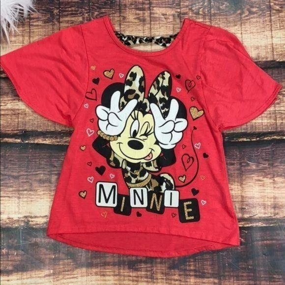 RELISTED Girls Tee Bundle - Small Mickey Mouse Leopard Pink - Picture 2 of 8